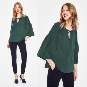 BODEN Boho Sleeve Top Bell Sleeve Top W0196 Seaweed Teal Blue Green NEW Size 8